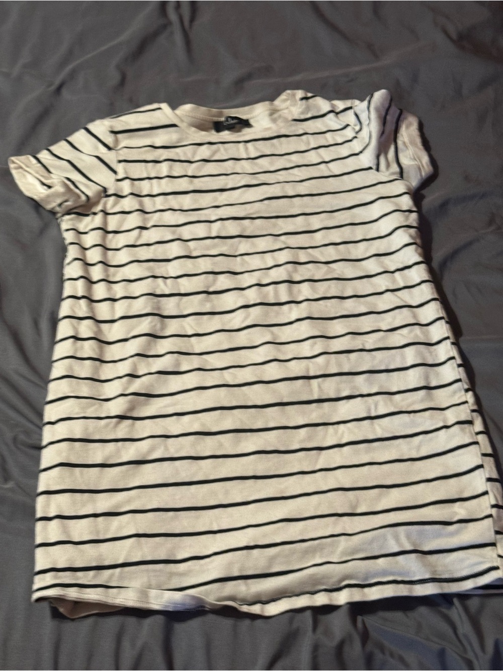 Classic White and Black Striped Short Sleeve T-shirt dress